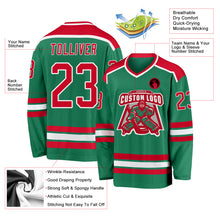 Load image into Gallery viewer, Custom Kelly Green Red-White Hockey Jersey