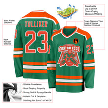 Load image into Gallery viewer, Custom Kelly Green Orange-White Hockey Jersey