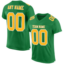 Load image into Gallery viewer, Custom Grass Green Gold-White Mesh Authentic Football Jersey