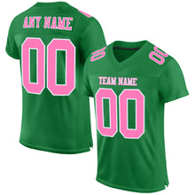 Load image into Gallery viewer, Custom Grass Green Pink-White Mesh Authentic Football Jersey