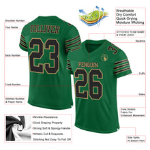 Load image into Gallery viewer, Custom Kelly Green Black-Old Gold Mesh Authentic Football Jersey