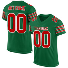 Load image into Gallery viewer, Custom Kelly Green Red-White Mesh Authentic Football Jersey