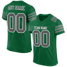 Load image into Gallery viewer, Custom Kelly Green Steel Gray-White Mesh Authentic Football Jersey