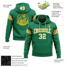 Load image into Gallery viewer, Custom Stitched Kelly Green White-Gold Football Pullover Sweatshirt Hoodie