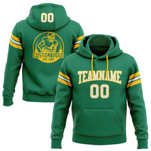Load image into Gallery viewer, Custom Stitched Kelly Green White-Gold Football Pullover Sweatshirt Hoodie