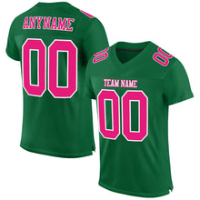 Load image into Gallery viewer, Custom Kelly Green Hot Pink-White Mesh Authentic Football Jersey