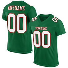 Load image into Gallery viewer, Custom Kelly Green White-Red Mesh Authentic Football Jersey