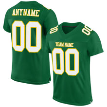 Load image into Gallery viewer, Custom Kelly Green White-Gold Mesh Authentic Football Jersey