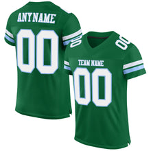 Load image into Gallery viewer, Custom Kelly Green White-Light Blue Mesh Authentic Football Jersey