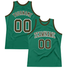 Load image into Gallery viewer, Custom Kelly Green Olive-White Authentic Throwback Basketball Jersey