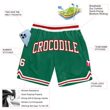 Load image into Gallery viewer, Custom Kelly Green White-Red Authentic Throwback Basketball Shorts