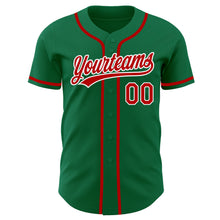 Load image into Gallery viewer, Custom Kelly Green Red-White Authentic Baseball Jersey