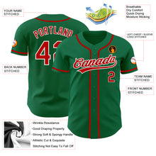 Load image into Gallery viewer, Custom Kelly Green Red-White Authentic Baseball Jersey