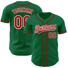 Load image into Gallery viewer, Custom Kelly Green Red-White Authentic Baseball Jersey