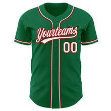 Load image into Gallery viewer, Custom Kelly Green White-Red Authentic Baseball Jersey