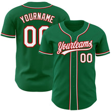 Load image into Gallery viewer, Custom Kelly Green White-Red Authentic Baseball Jersey
