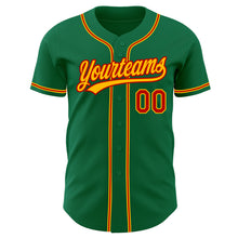 Load image into Gallery viewer, Custom Kelly Green Red-Gold Authentic Baseball Jersey