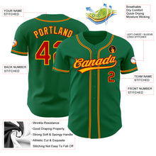 Load image into Gallery viewer, Custom Kelly Green Red-Gold Authentic Baseball Jersey