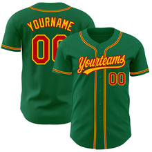 Load image into Gallery viewer, Custom Kelly Green Red-Gold Authentic Baseball Jersey