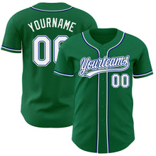 Load image into Gallery viewer, Custom Kelly Green White-Royal Authentic Baseball Jersey