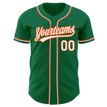 Load image into Gallery viewer, Custom Kelly Green White-Orange Authentic Baseball Jersey