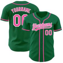 Load image into Gallery viewer, Custom Kelly Green Pink-White Authentic Baseball Jersey