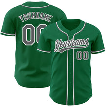 Load image into Gallery viewer, Custom Kelly Green Steel Gray-White Authentic Baseball Jersey