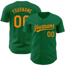 Load image into Gallery viewer, Custom Kelly Green Bay Orange Authentic Baseball Jersey