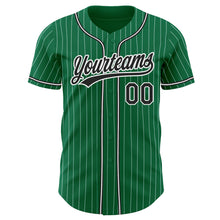 Load image into Gallery viewer, Custom Kelly Green White Pinstripe Black Authentic Baseball Jersey