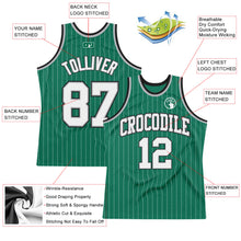 Load image into Gallery viewer, Custom Kelly Green White Pinstripe White Gray-Black Authentic Basketball Jersey