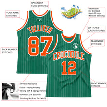 Load image into Gallery viewer, Custom Kelly Green White Pinstripe Orange Authentic Basketball Jersey