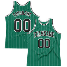 Load image into Gallery viewer, Custom Kelly Green White Pinstripe Black Authentic Basketball Jersey