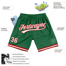 Load image into Gallery viewer, Custom Kelly Green White-Red Authentic Throwback Basketball Shorts