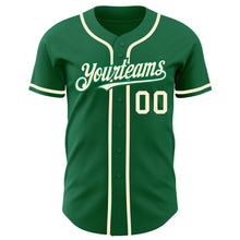 Load image into Gallery viewer, Custom Kelly Green Cream Authentic Baseball Jersey