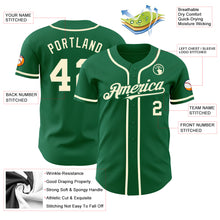Load image into Gallery viewer, Custom Kelly Green Cream Authentic Baseball Jersey