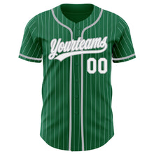 Load image into Gallery viewer, Custom Kelly Green White Pinstripe Gray Authentic Baseball Jersey