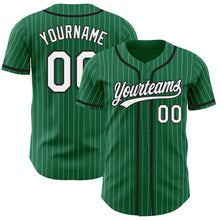 Load image into Gallery viewer, Custom Kelly Green White Pinstripe Black Authentic Baseball Jersey