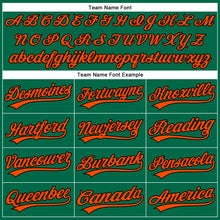 Load image into Gallery viewer, Custom Kelly Green Black Pinstripe Orange Authentic Baseball Jersey