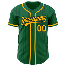 Load image into Gallery viewer, Custom Kelly Green Black Pinstripe Gold Authentic Baseball Jersey