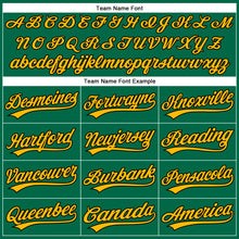 Load image into Gallery viewer, Custom Kelly Green Black Pinstripe Gold Authentic Baseball Jersey