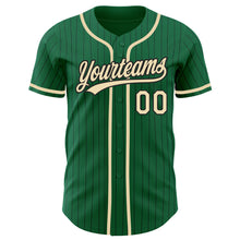 Load image into Gallery viewer, Custom Kelly Green Black Pinstripe City Cream Authentic Baseball Jersey