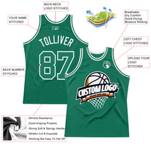 Load image into Gallery viewer, Custom Kelly Green White Authentic Throwback Basketball Jersey