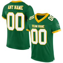 Load image into Gallery viewer, Custom Kelly Green White-Gold Mesh Authentic Football Jersey