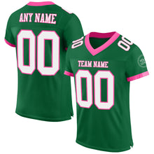 Load image into Gallery viewer, Custom Kelly Green White-Pink Mesh Authentic Football Jersey