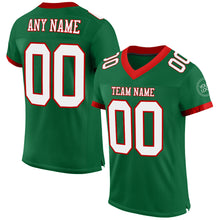 Load image into Gallery viewer, Custom Kelly Green White-Red Mesh Authentic Football Jersey