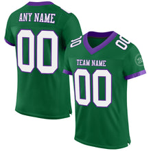 Load image into Gallery viewer, Custom Kelly Green White-Purple Mesh Authentic Football Jersey