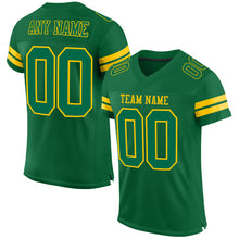 Load image into Gallery viewer, Custom Kelly Green Yellow Mesh Authentic Football Jersey