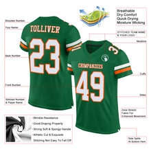 Load image into Gallery viewer, Custom Kelly Green White-Orange Mesh Authentic Football Jersey