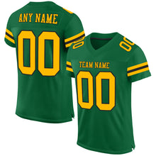 Load image into Gallery viewer, Custom Kelly Green Gold-Black Mesh Authentic Football Jersey