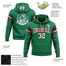 Load image into Gallery viewer, Custom Stitched Kelly Green White-Red Football Pullover Sweatshirt Hoodie